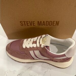 Steve Madden Blume Mixed Media Sneaker in Mocha Mult Color Size 7.5 NWT